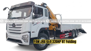Camión grúa con pluma plegable FAW JK6 6x4 320HP 8T