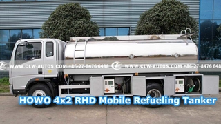 Cisterna de reabastecimiento de combustible móvil HOWO 4x2 RHD con tanque de aleación de aluminio reflejado