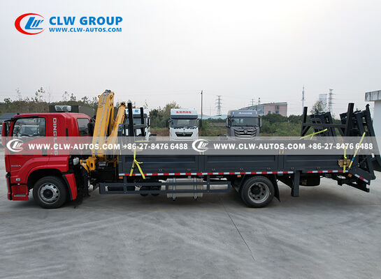 ISUZU FTR 4x2 Flatbed Truck with 6.3-Ton Knuckle Crane and 205HP Euro 6 Engine for 7,000mm Platform Transport